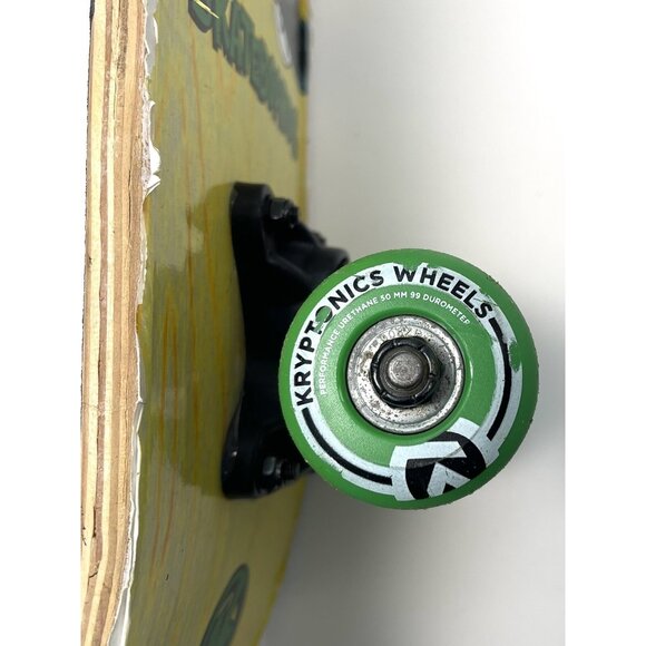 KRYPTONICS 22"x5.75" Locker Board SKATEBOARD Yellow Blue Skull 50mm Wheels - Picture 7 of 10